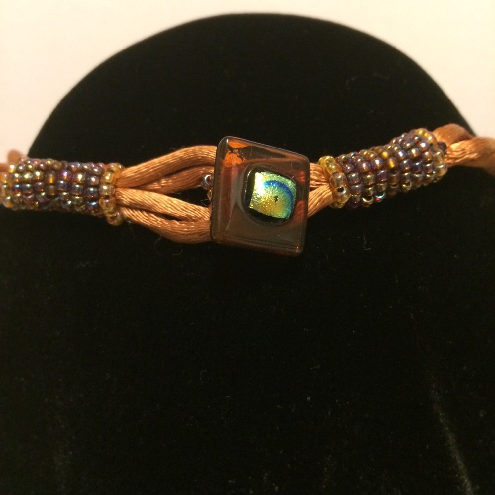 Free Form Artistic Beaded Choker Fused Glass Clasp - Picture 5 of 7